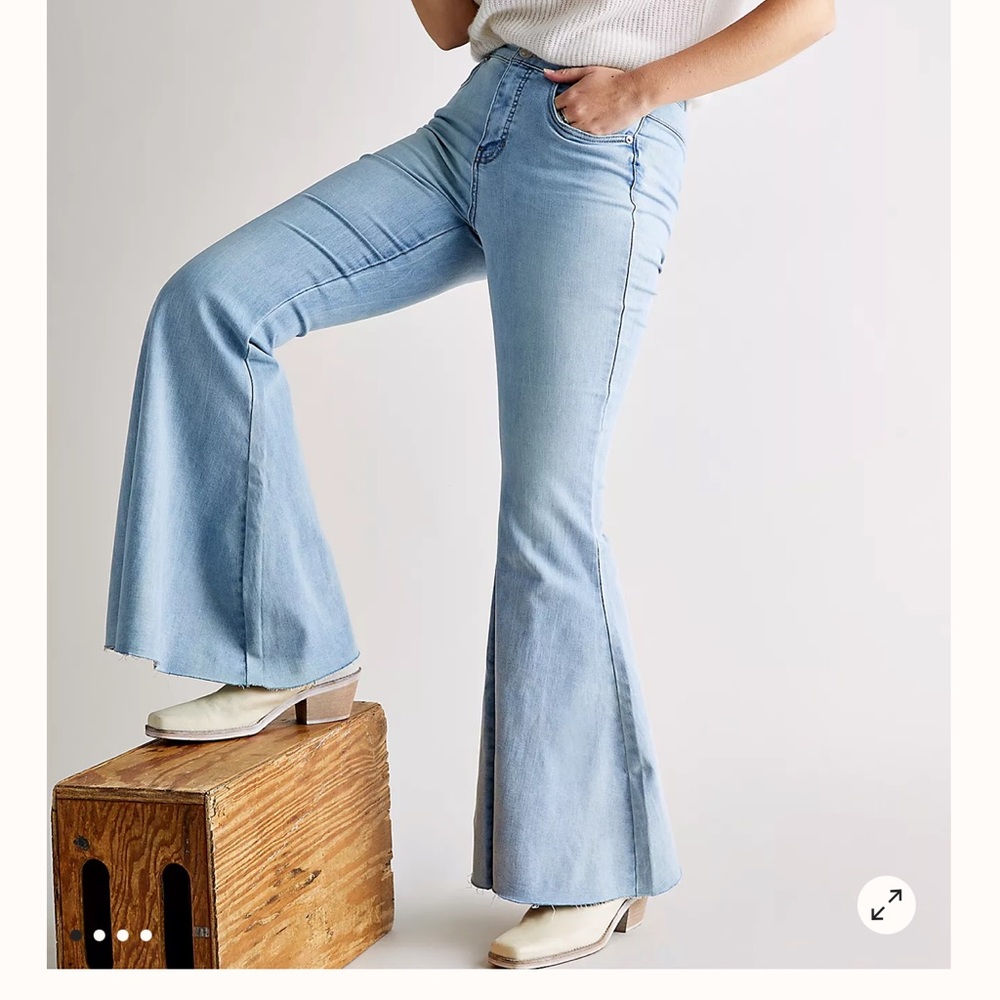 Free People CRVY High Rise Lace up Flare jeans